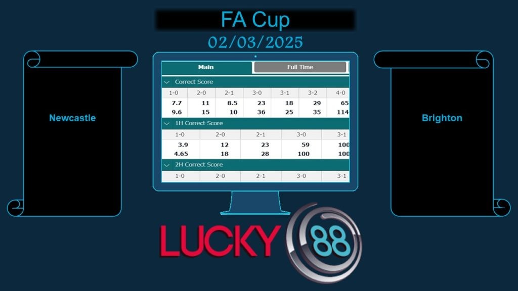 LUCKY88 Newcastle vs Brighton, Soi kèo bóng đá hôm nay 02/03/2025, FA Cup