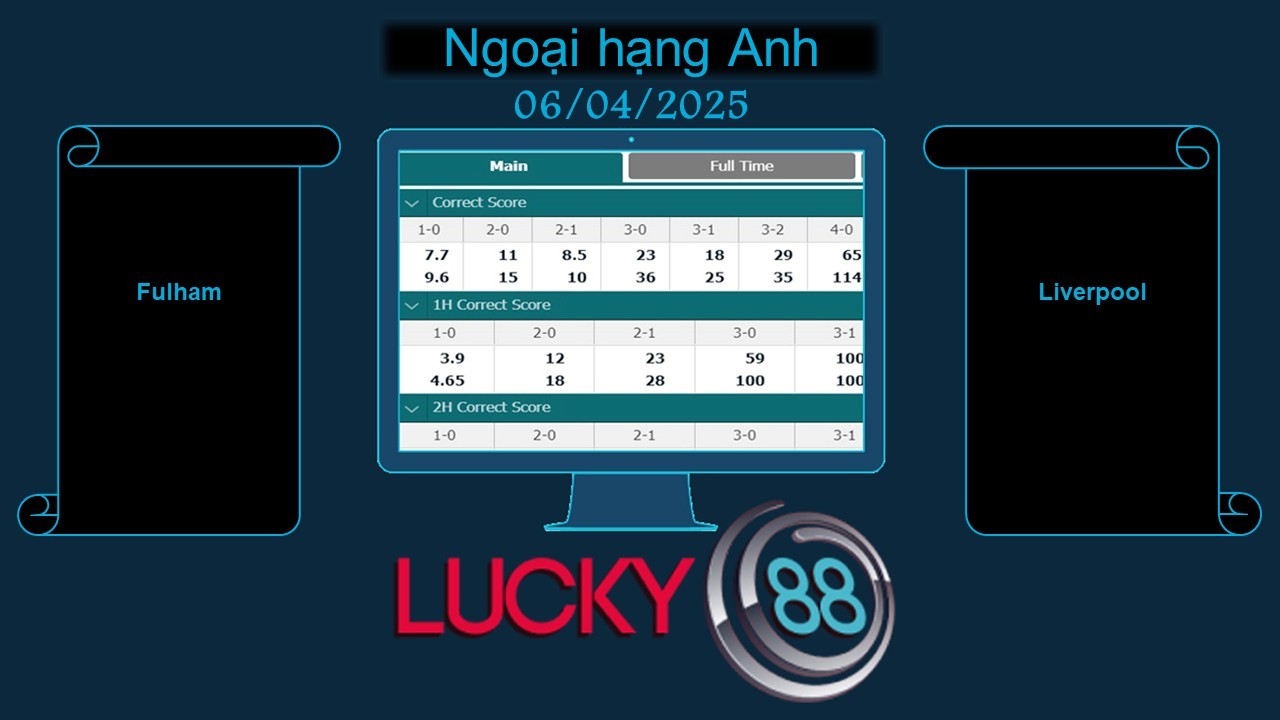 LUCKY88 Fulham vs Liverpool, Soi kèo bóng đá hôm nay 06/04/2025, Ngoại hạng Anh