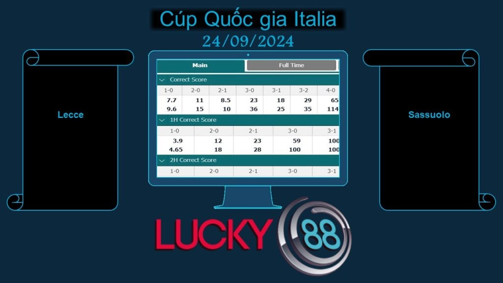 LUCKY88 Lecce vs Sassuolo, Soi kèo bóng đá hôm nay 24/09/2024, Cúp Quốc gia Italia