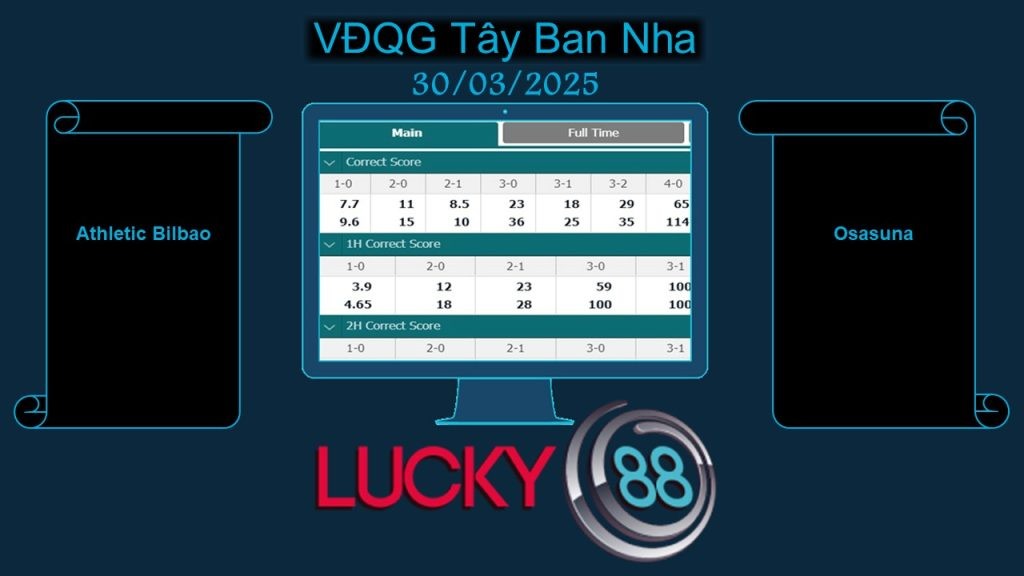 LUCKY88 Athletic Bilbao vs Osasuna , Soi kèo bóng đá hôm nay 30/03/2025, VĐQG Tây Ban Nha